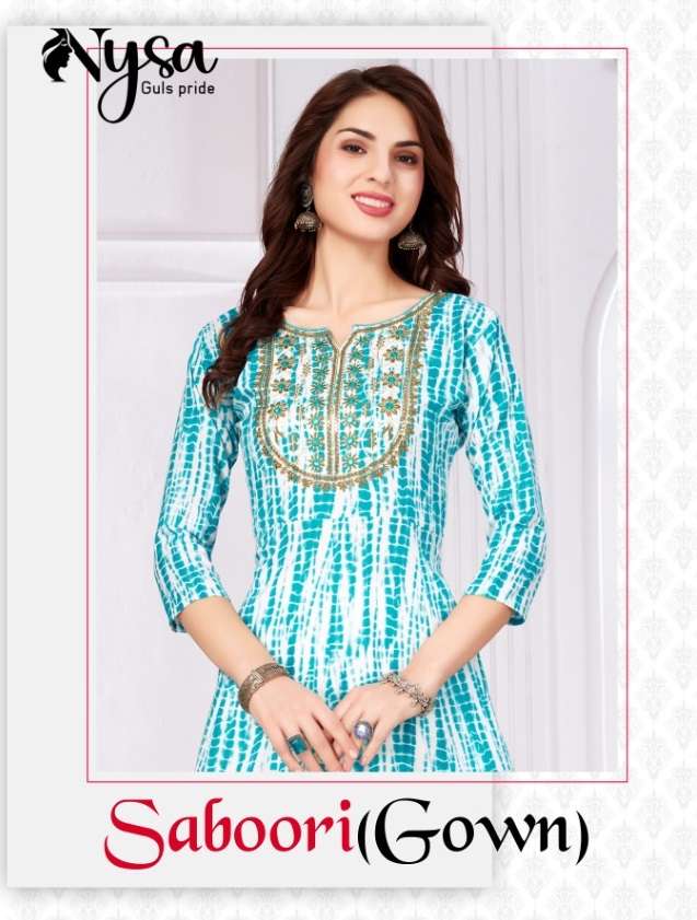 Nysa-saboori  Vol-1-fabric-rayon-embroidery- Sequence Work-capsule-saboori Print-anarkali-long-gown-Poster